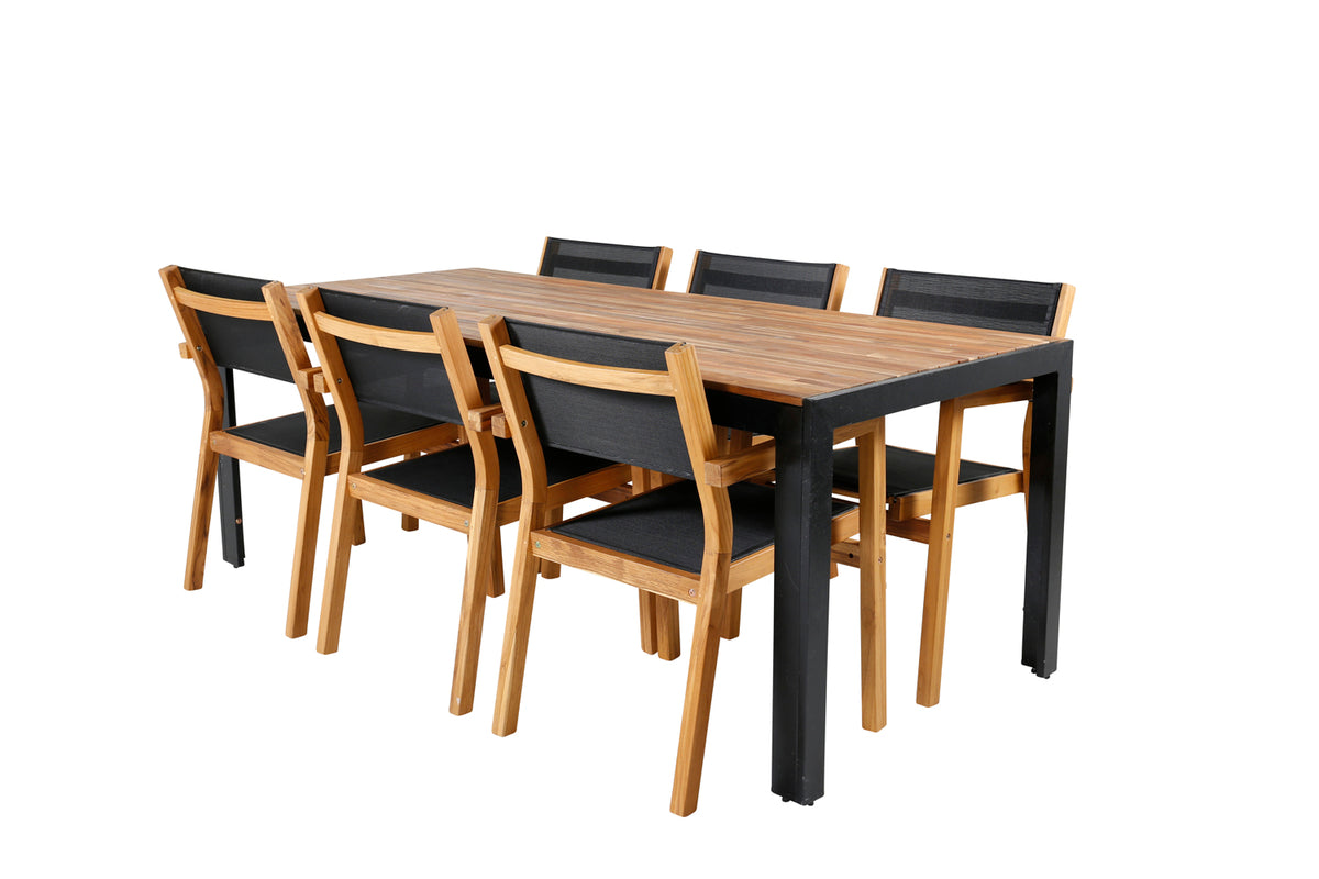 Dining Chair 2-pack Nature + Rectangular Dining Table 75 x 205 x 90 Nature