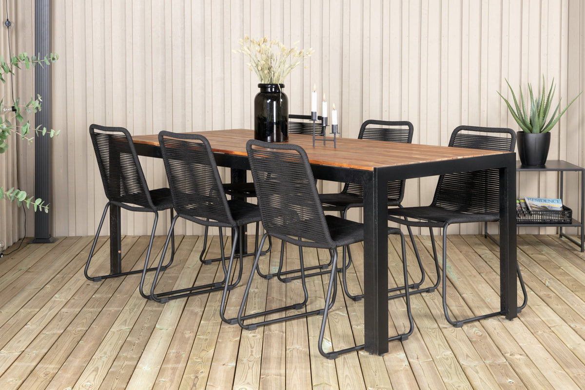 Dining Chair 2-pack Black + Rectangular Dining Table 75 x 205 x 90 Nature