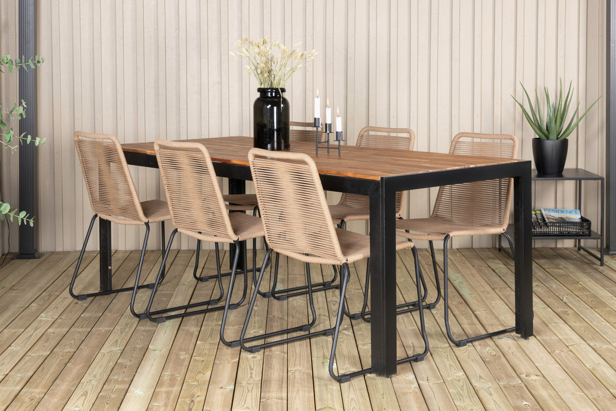 Dining Chair 2-pack Brown + Rectangular Dining Table 75 x 205 x 90 Nature