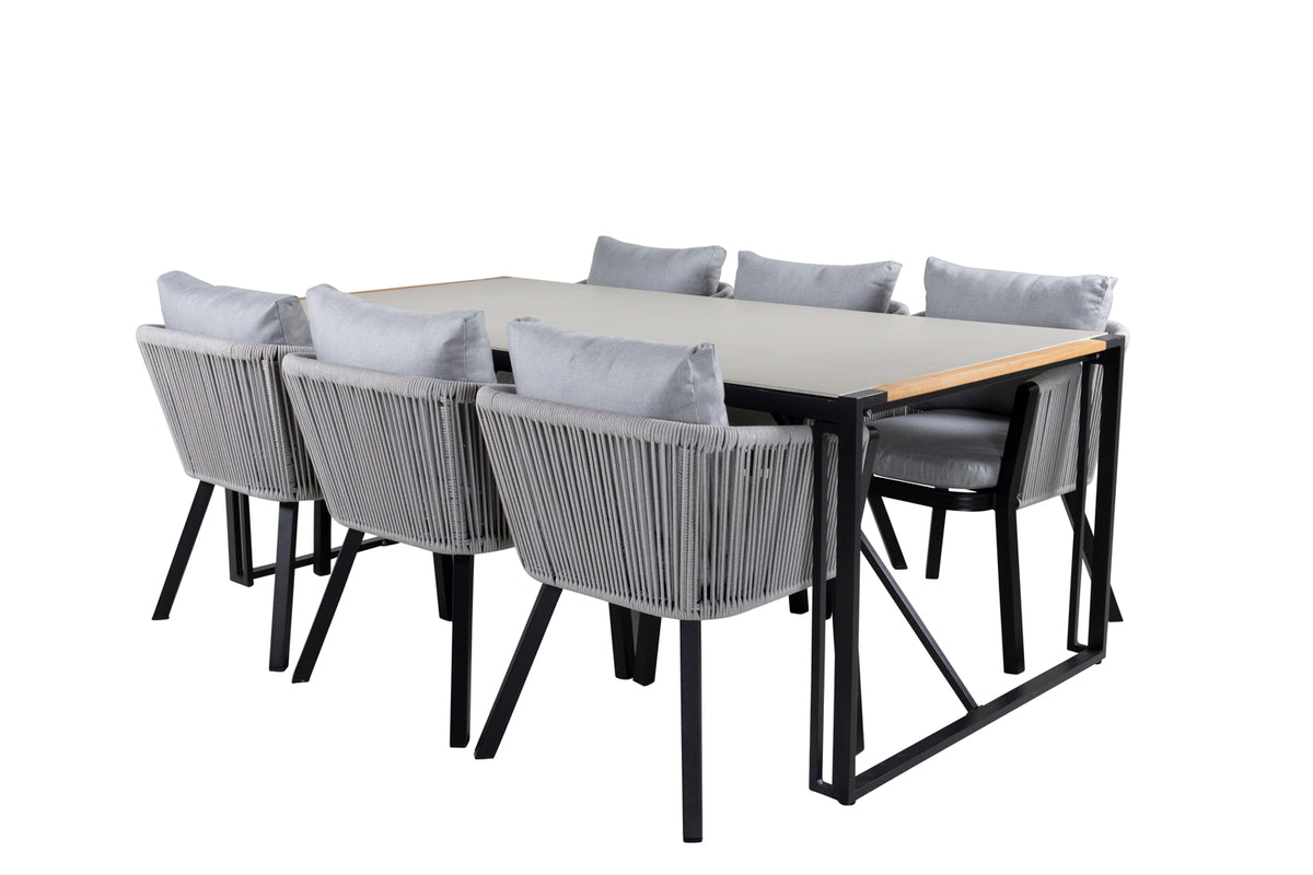 Dining Set Grey Black