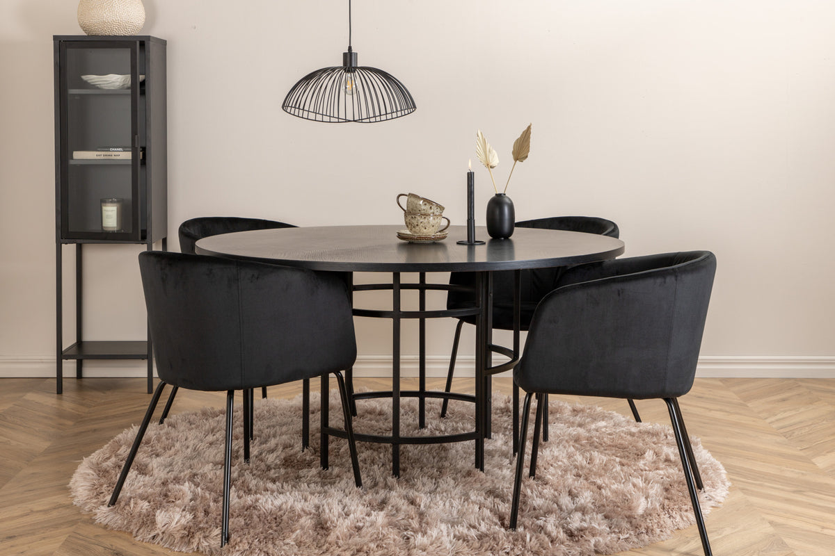 Round Dining Table ø140 Black + Dining Chair Black
