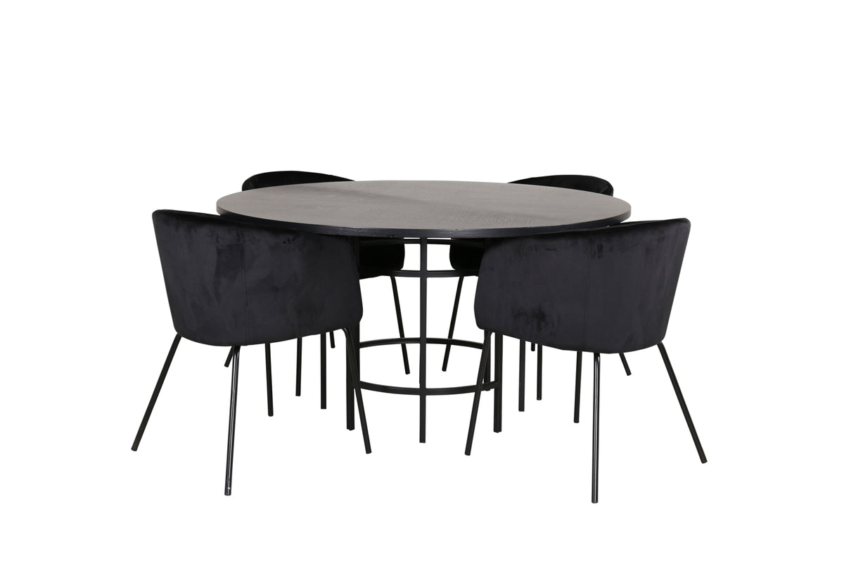 Round Dining Table ø140 Black + Dining Chair Black