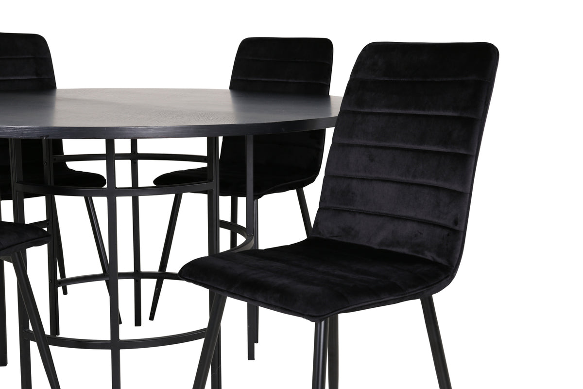 Round Dining Table ø140 Black + Dining Chair 2-pack Black
