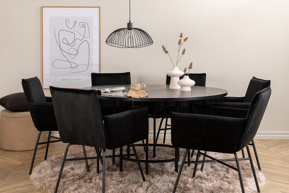 Round Dining Table ø140 Black + Dining Chair Black