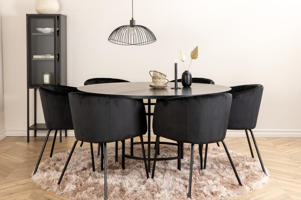 Round Dining Table ø140 Black + Dining Chair Black