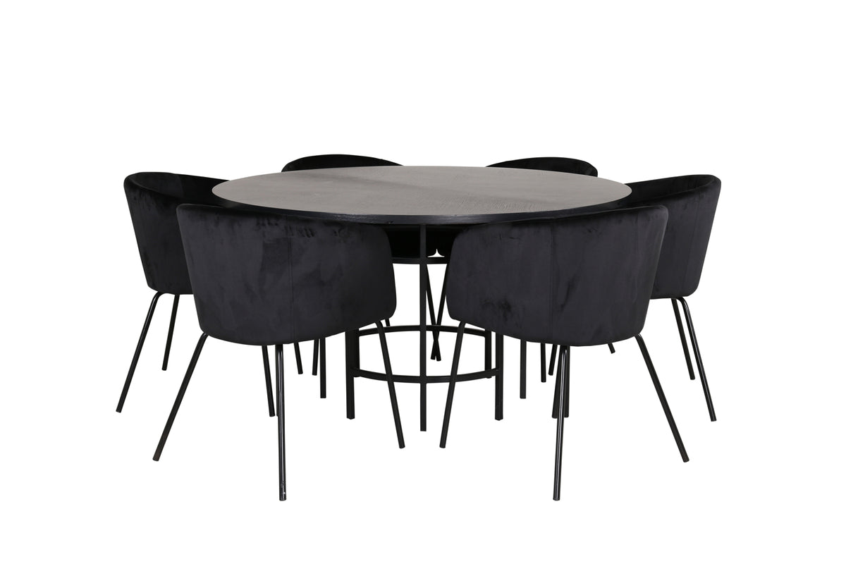 Round Dining Table ø140 Black + Dining Chair Black