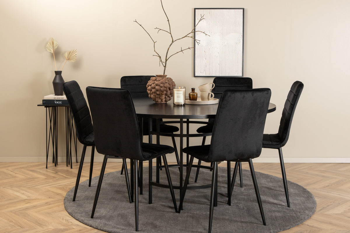 Round Dining Table ø140 Black + Dining Chair 2-pack Black
