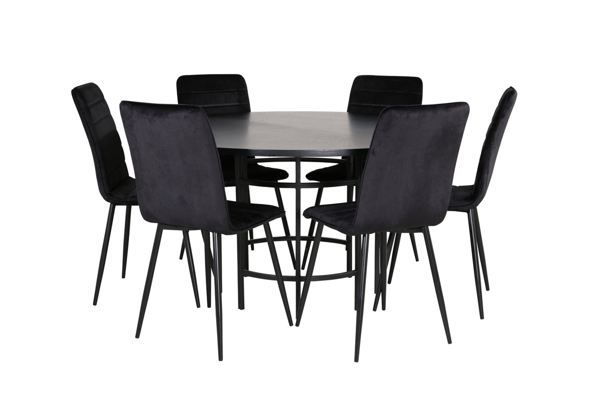 Round Dining Table ø140 Black + Dining Chair 2-pack Black