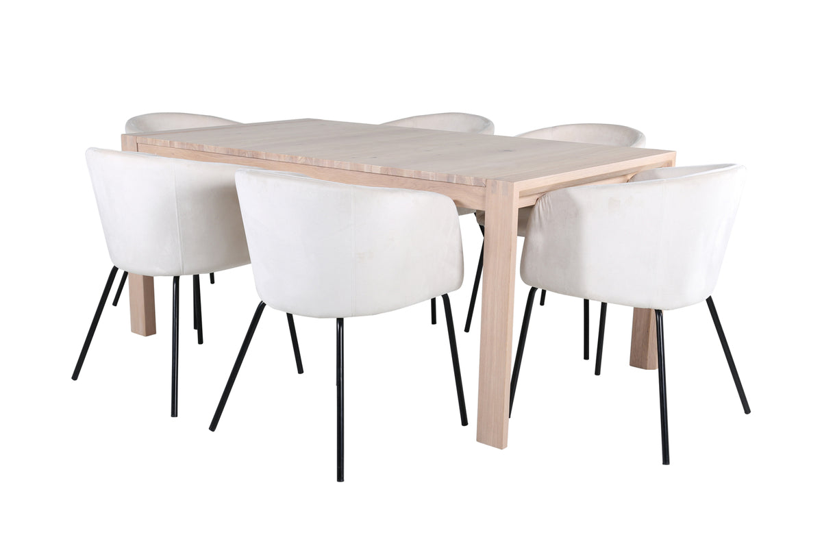 Rectangular Dining Table 75 x 170 x 95 Nature + Dining Chair Beige