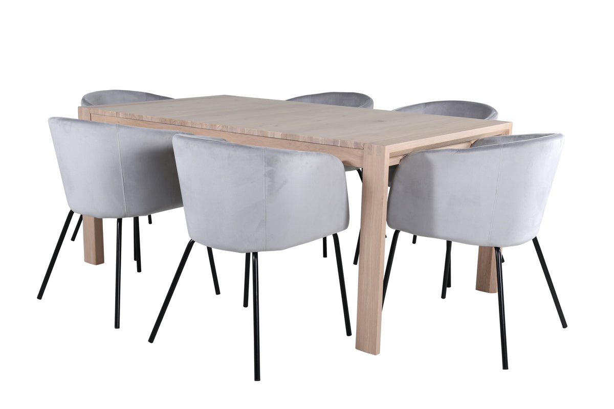Rectangular Dining Table 75 x 170 x 95 Nature + Dining Chair Grey