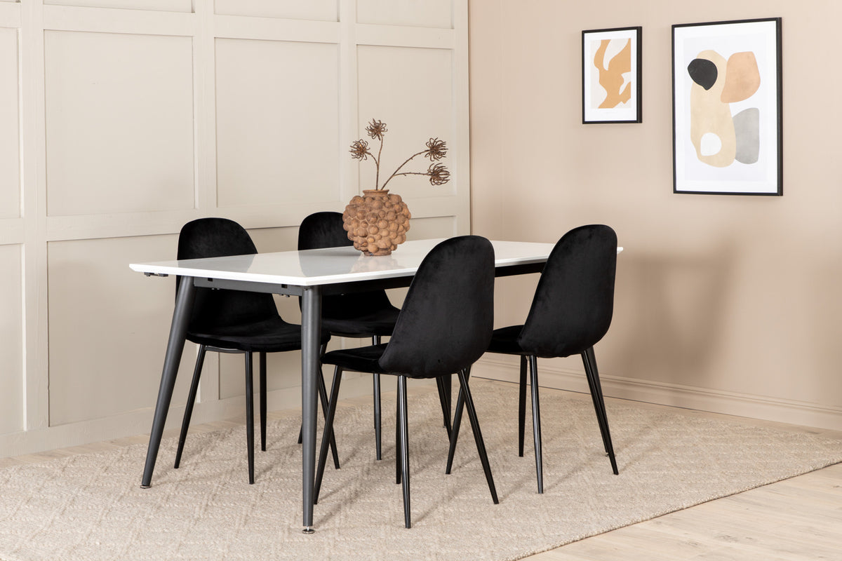 Rectangular Dining Table 76 x 150 x 90 White + Dining Chair 2-pack Black