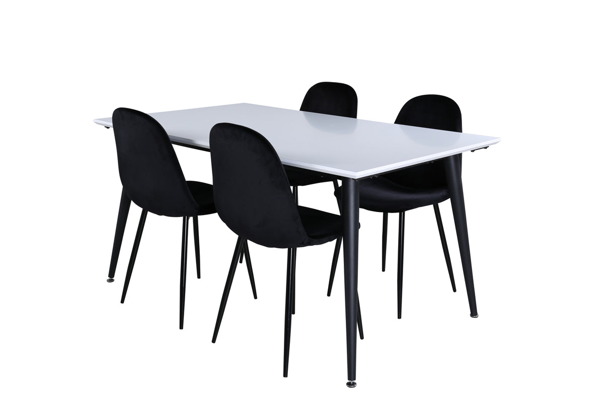 Rectangular Dining Table 76 x 150 x 90 White + Dining Chair 2-pack Black