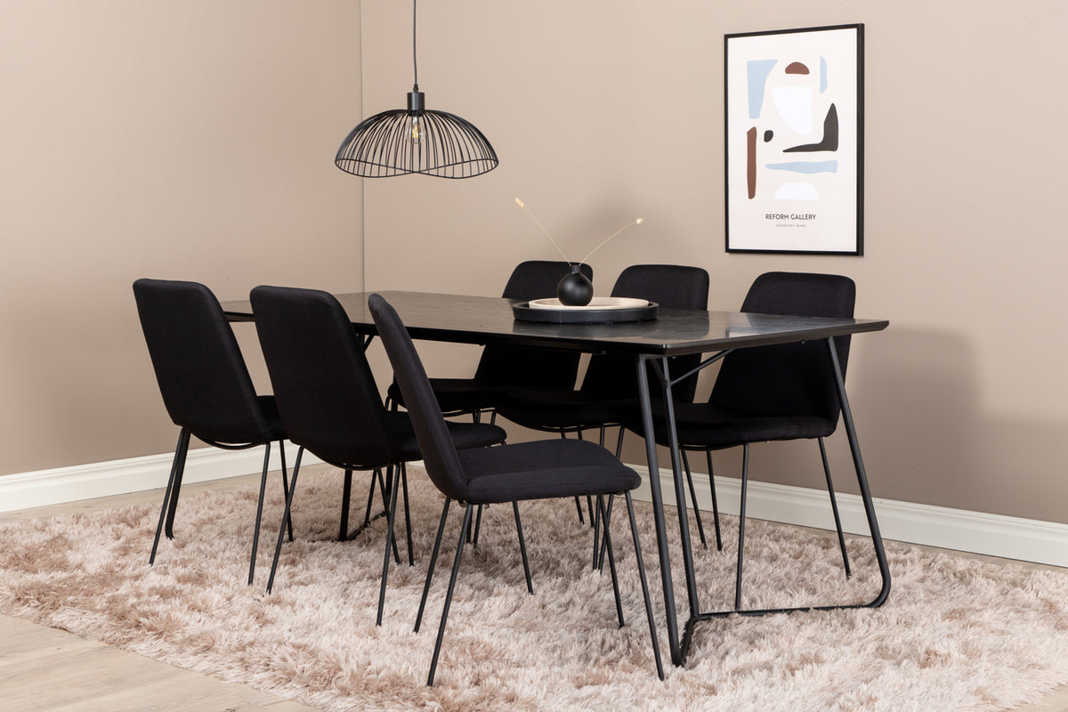Dining Chair 2-pack Black + Rectangular Dining Table 75 x 190 x 90 Black