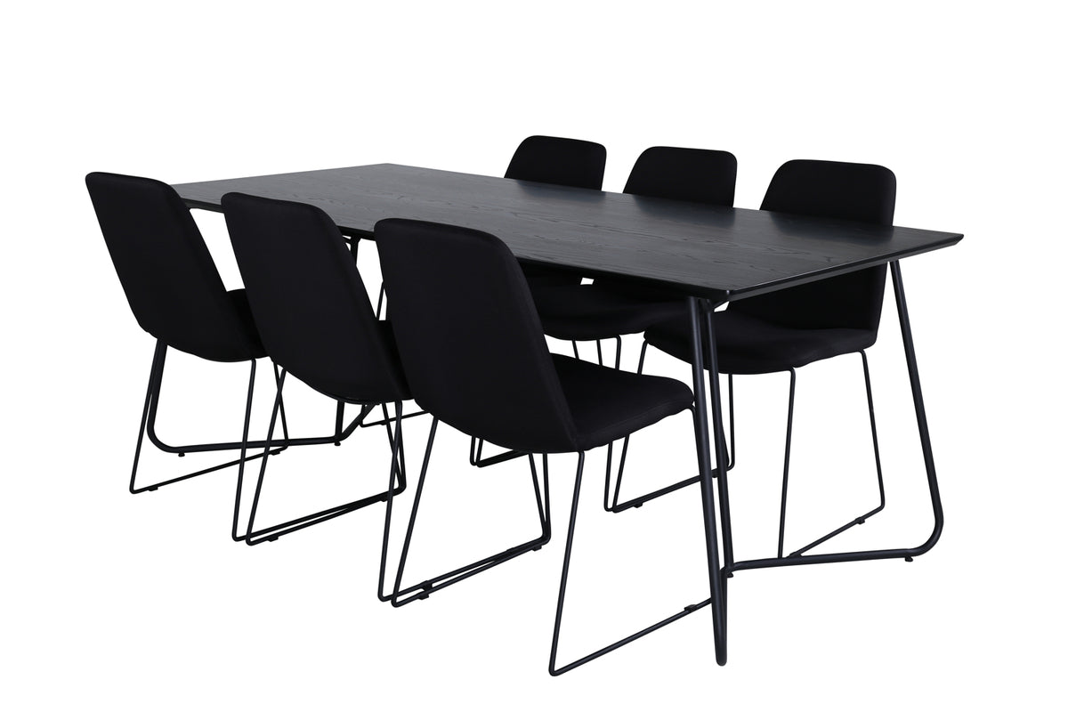 Dining Chair 2-pack Black + Rectangular Dining Table 75 x 190 x 90 Black