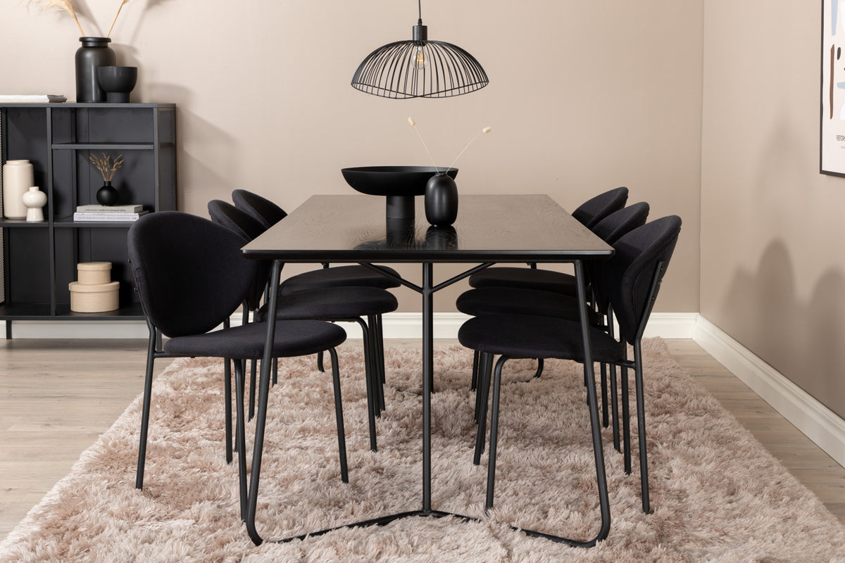 Dining Chair 2-pack Black + Rectangular Dining Table 75 x 190 x 90 Black