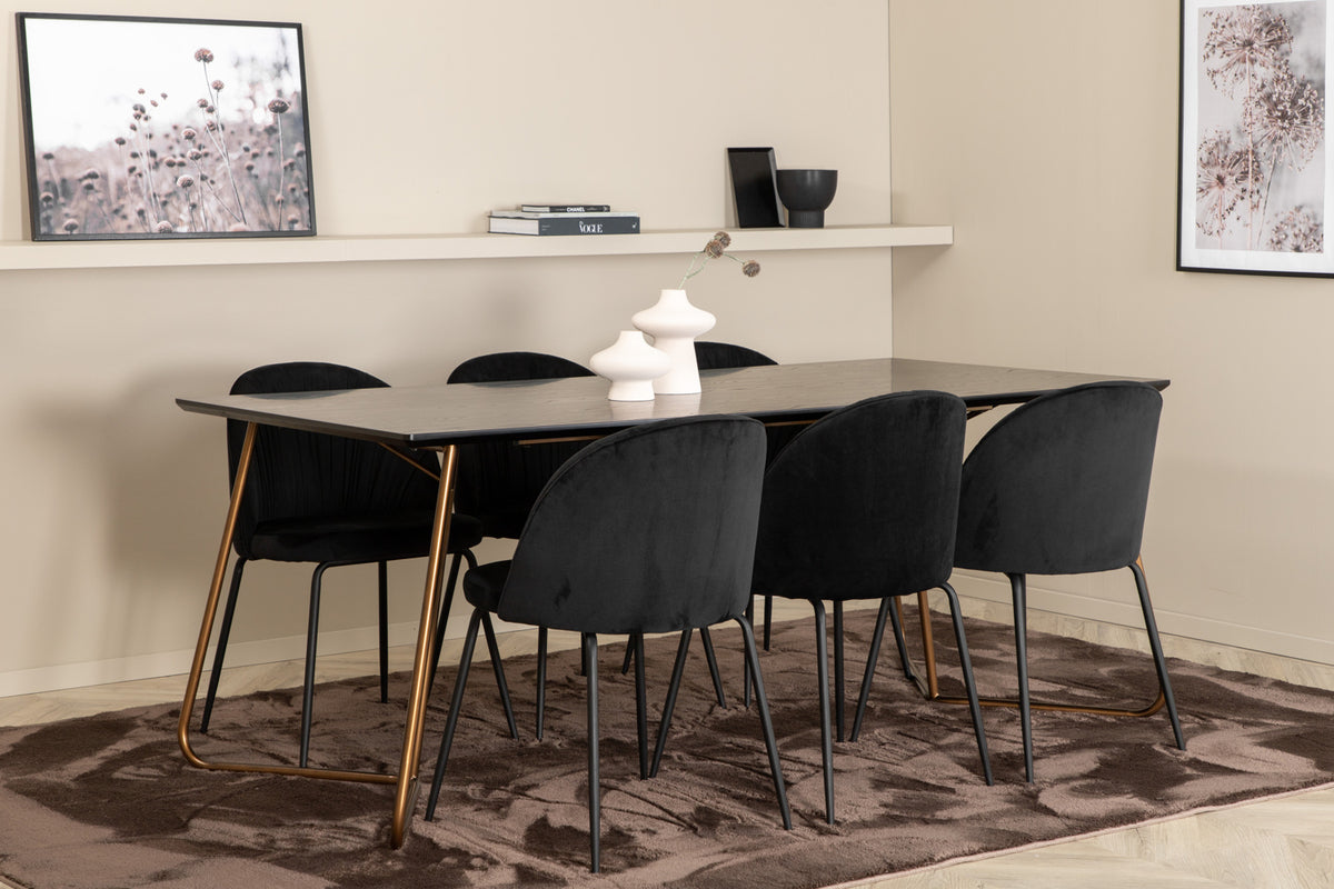 Dining Chair 2-pack Black + Rectangular Dining Table 75 x 190 x 90 Black