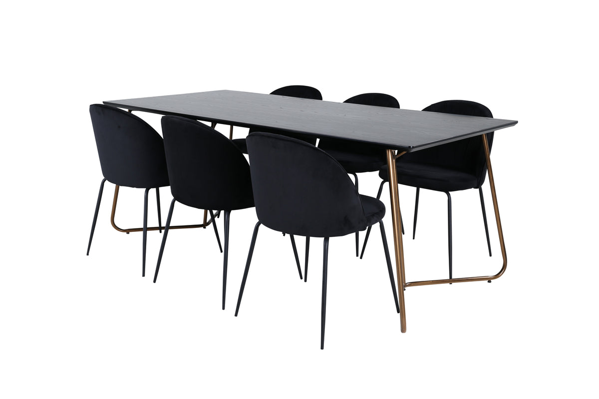 Dining Chair 2-pack Black + Rectangular Dining Table 75 x 190 x 90 Black