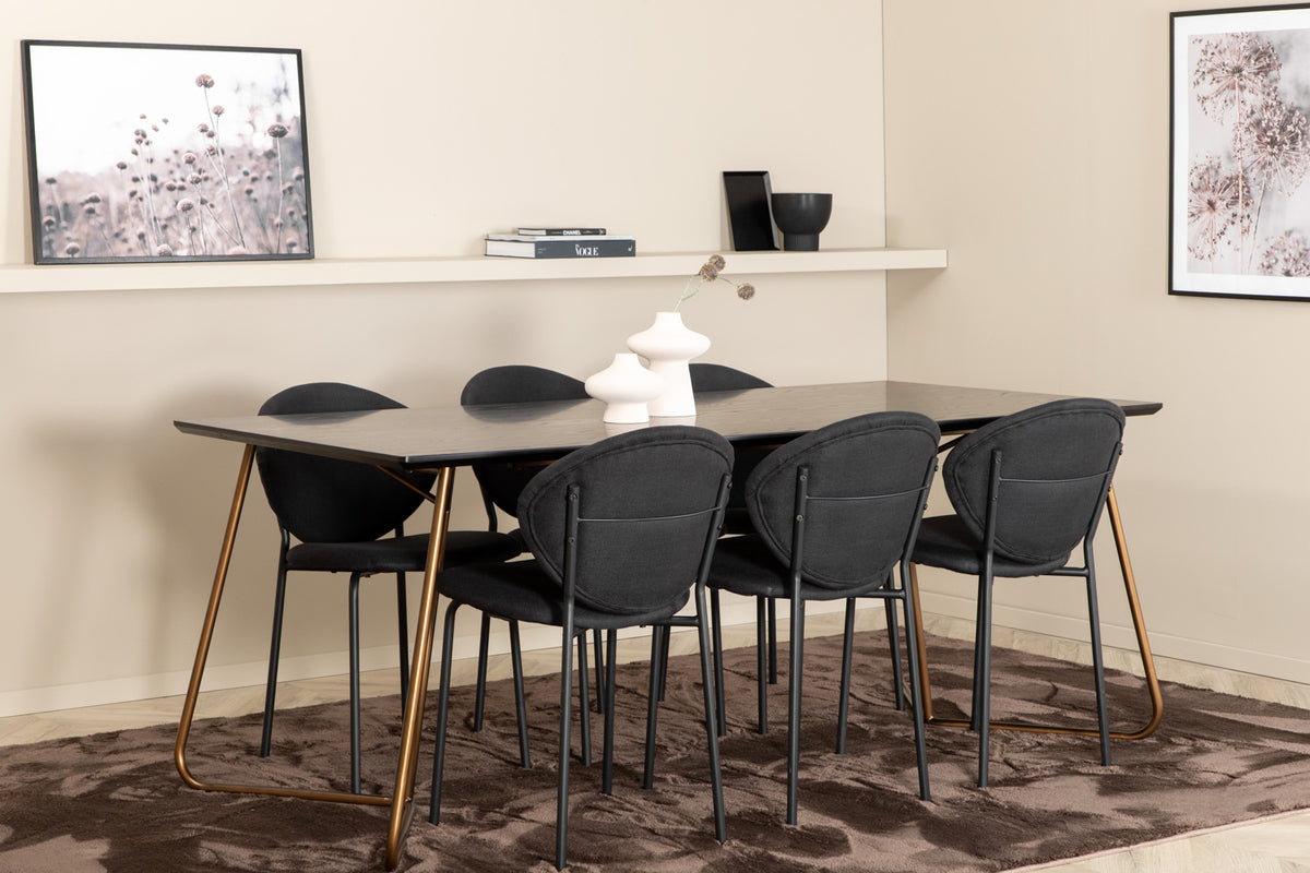 Dining Chair 2-pack Black + Rectangular Dining Table 75 x 190 x 90 Black