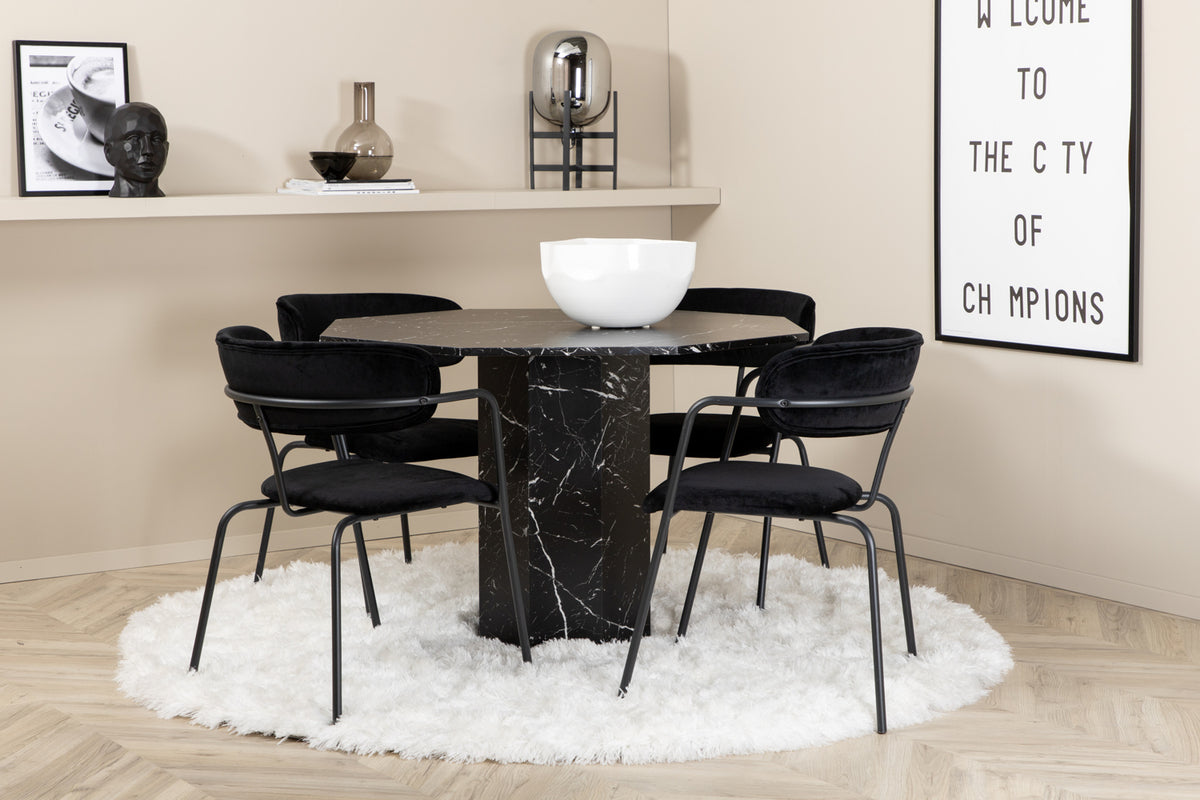 Dining Chair 2-pack Black + Round Dining Table ø110 Black