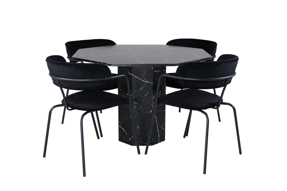 Dining Chair 2-pack Black + Round Dining Table ø110 Black