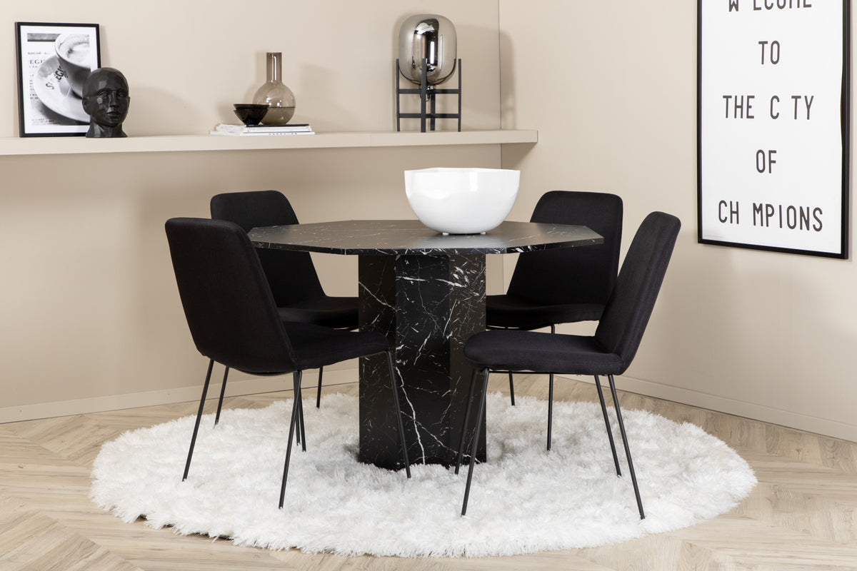 Dining Chair 2-pack Black + Round Dining Table ø110 Black