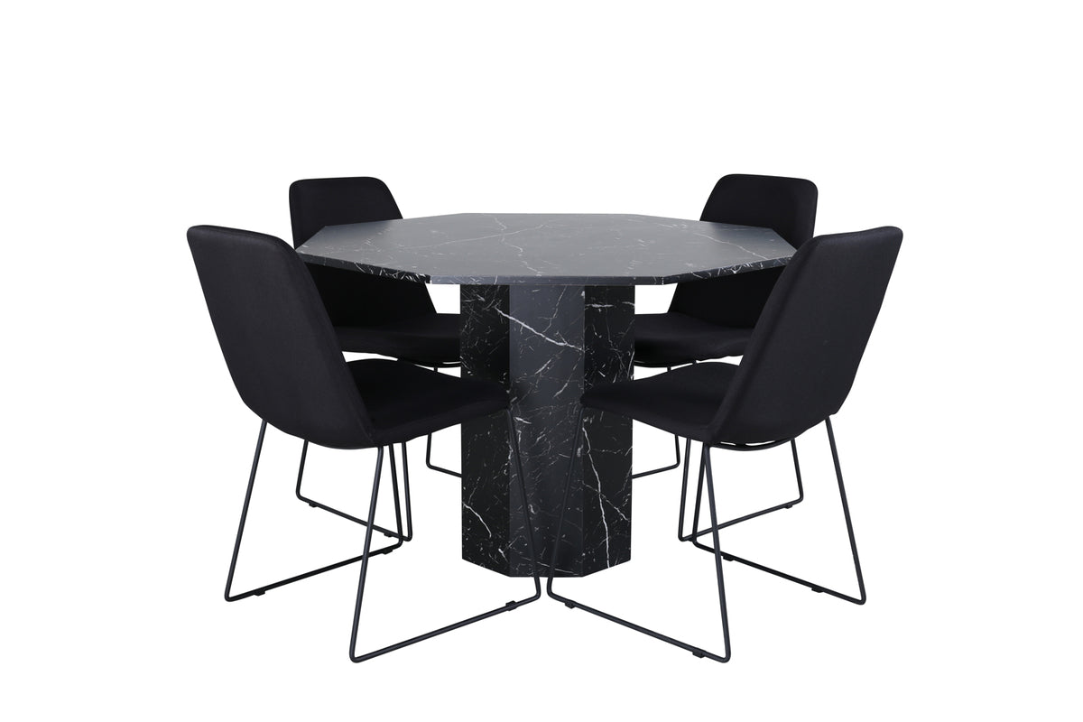 Dining Chair 2-pack Black + Round Dining Table ø110 Black