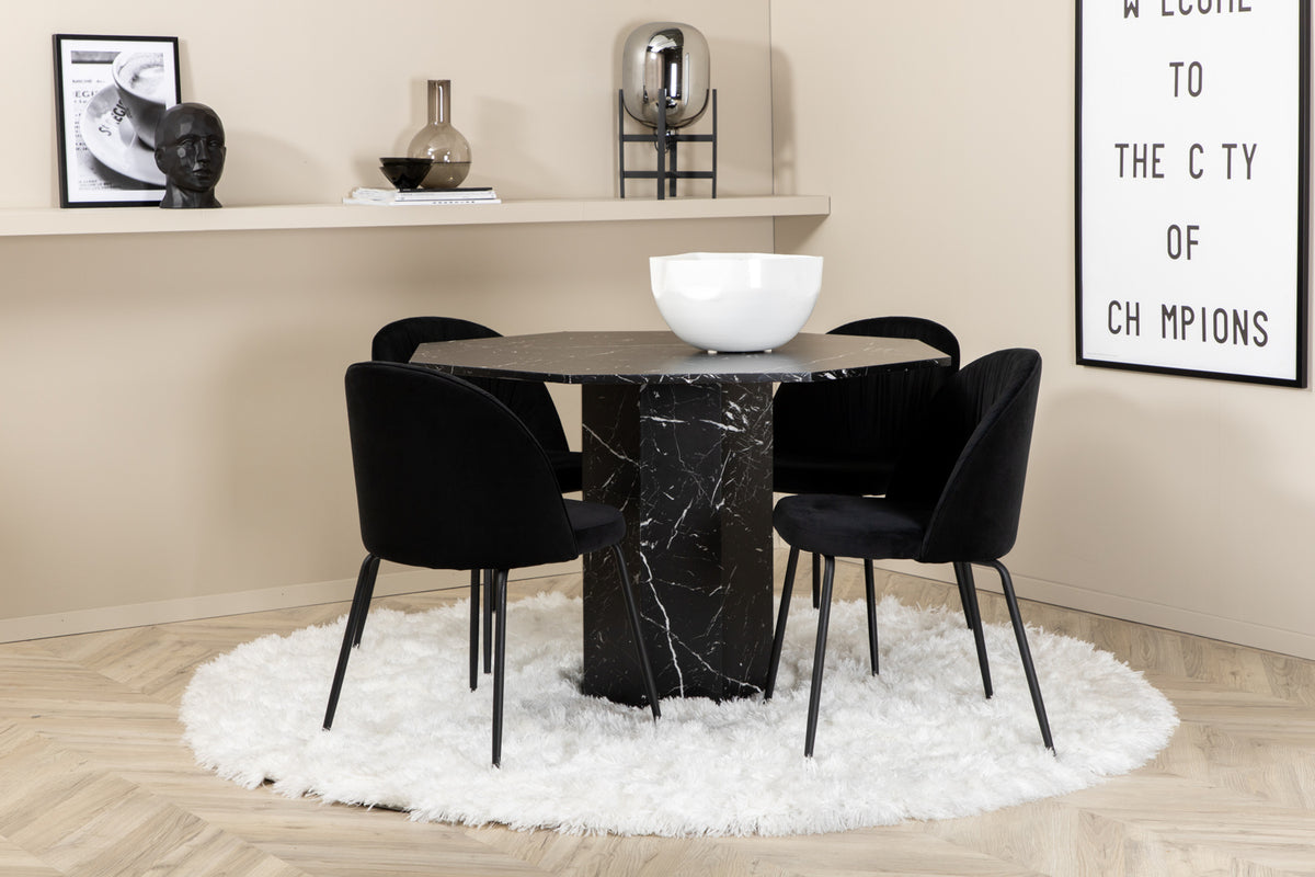 Dining Chair 2-pack Black + Round Dining Table ø110 Black