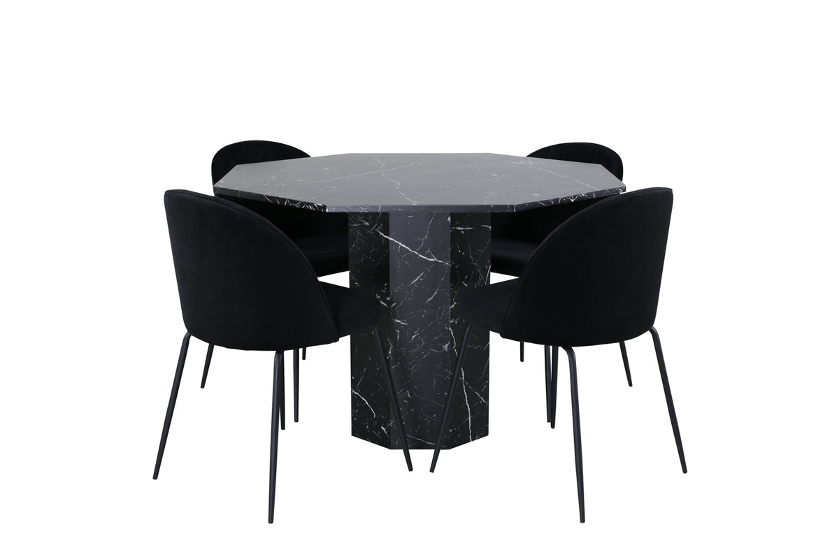 Dining Chair 2-pack Black + Round Dining Table ø110 Black