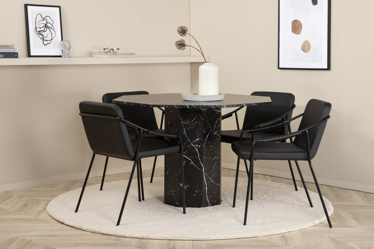 Dining Chair 2-pack Black + Round Dining Table ø110 Black