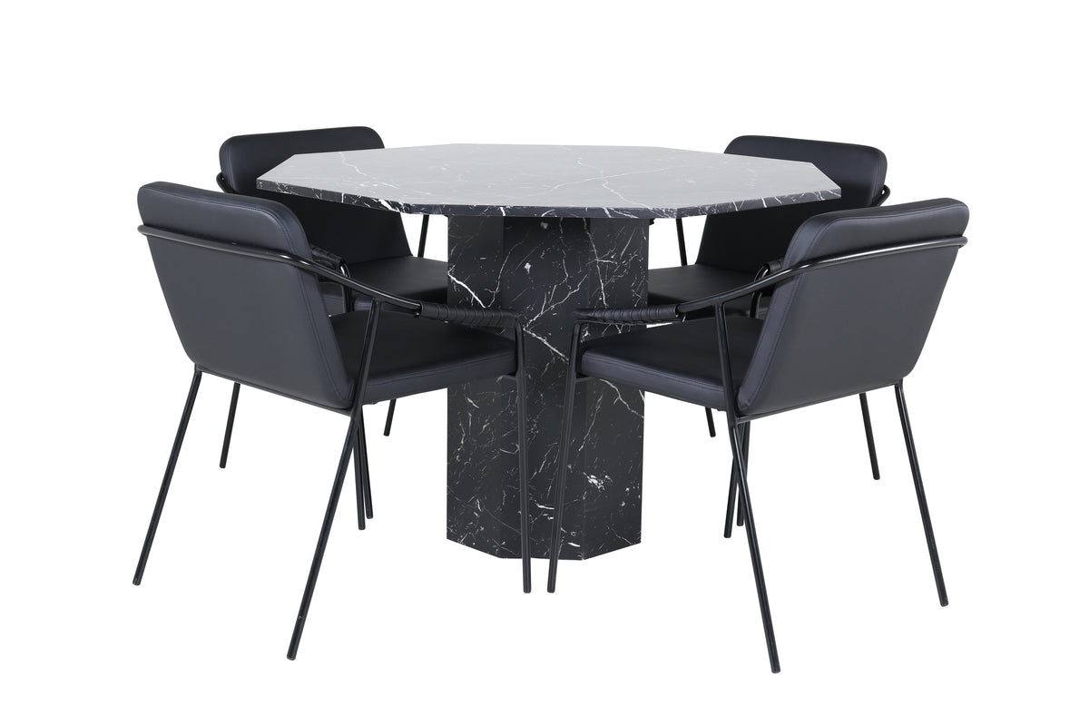 Dining Chair 2-pack Black + Round Dining Table ø110 Black