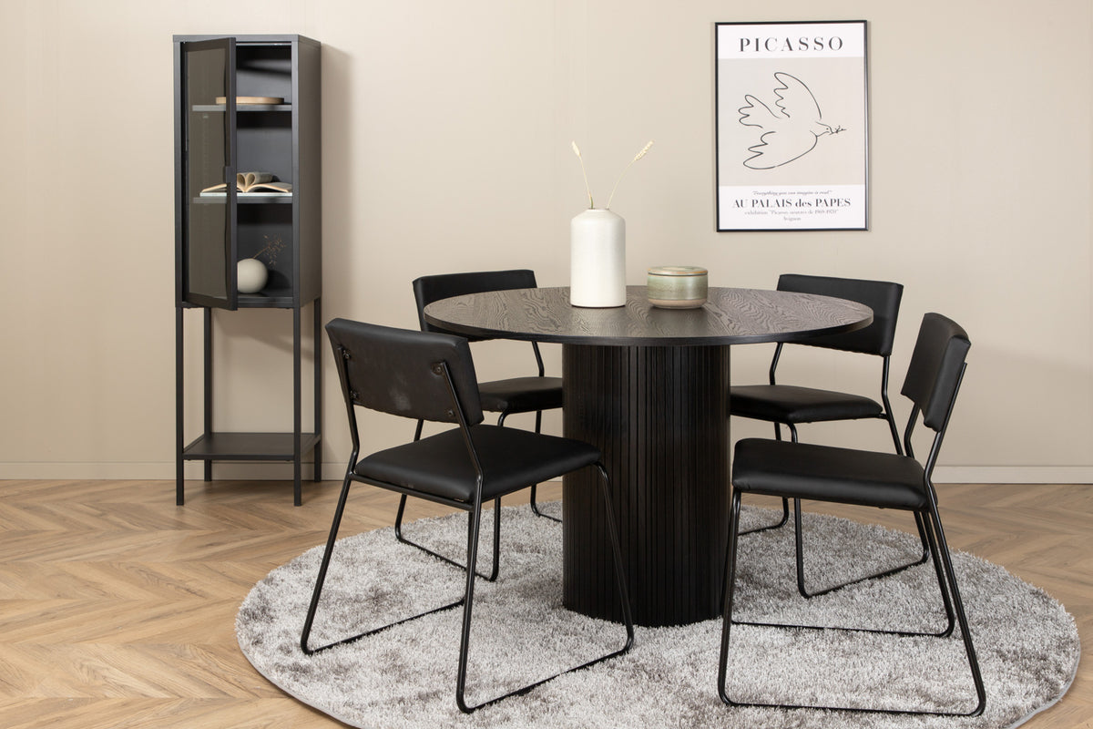 Dining Chair 2-pack Black + Round Dining Table ø110 Black