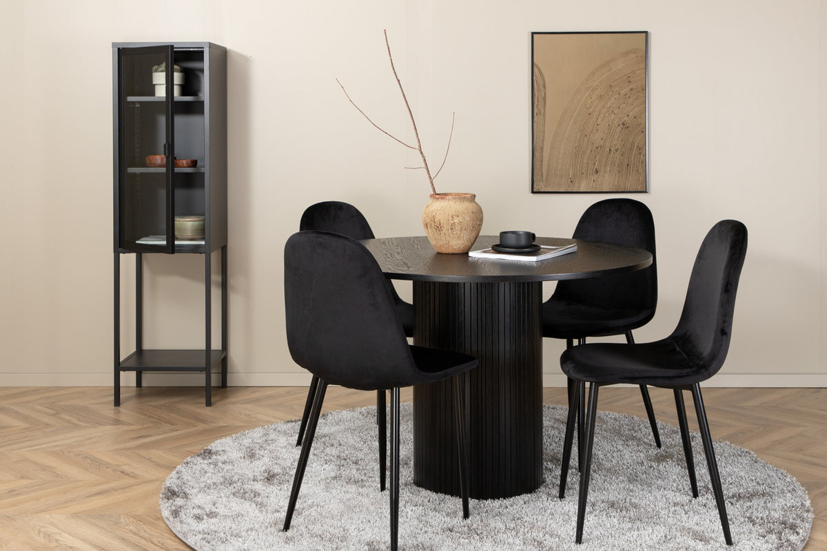 Round Dining Table ø110 Black + Dining Chair 2-pack Black