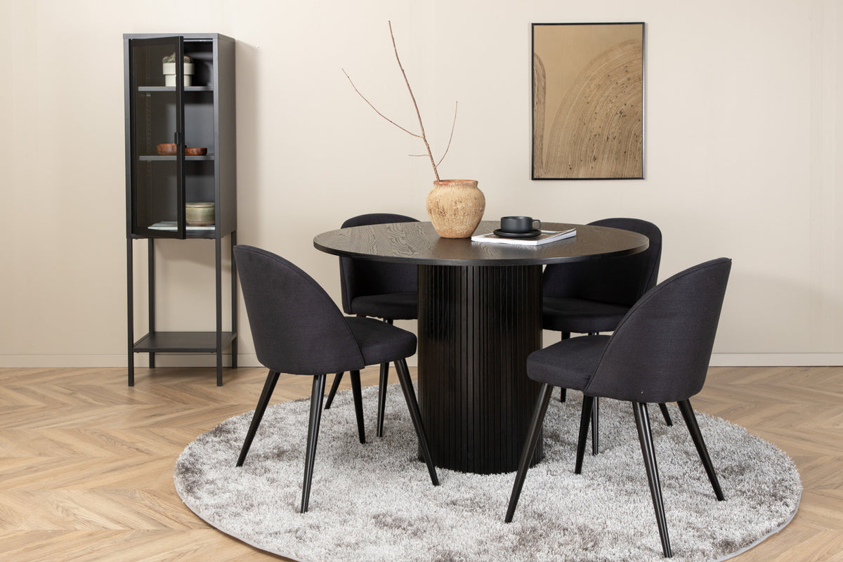 Round Dining Table ø110 Black + Dining Chair 2-pack Black