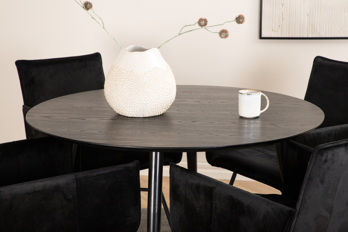 Dining Chair Black + Round Dining Table ø115 Black