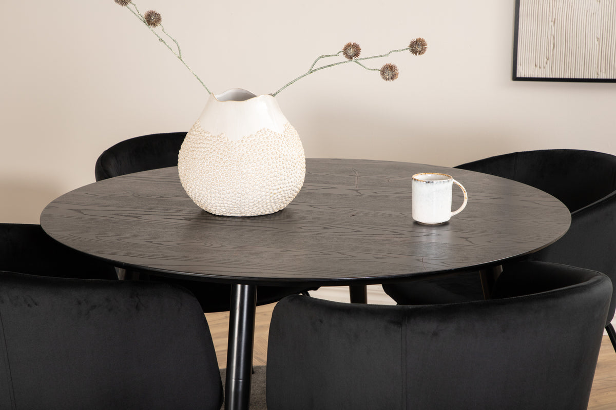 Dining Chair Black + Round Dining Table ø115 Black
