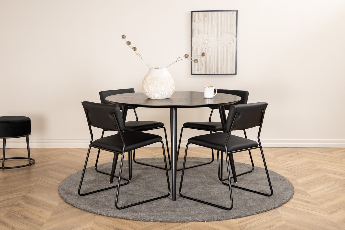 Dining Chair 2-pack Black + Round Dining Table ø115 Black