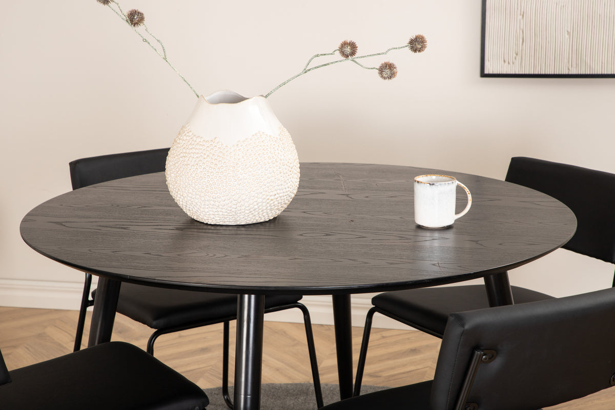 Dining Chair 2-pack Black + Round Dining Table ø115 Black