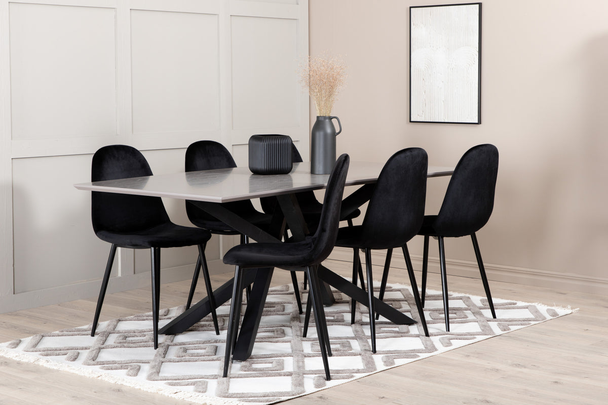 Dining Chair 2-pack Black + Rectangular Dining Table 180 x 76 x 90 Black