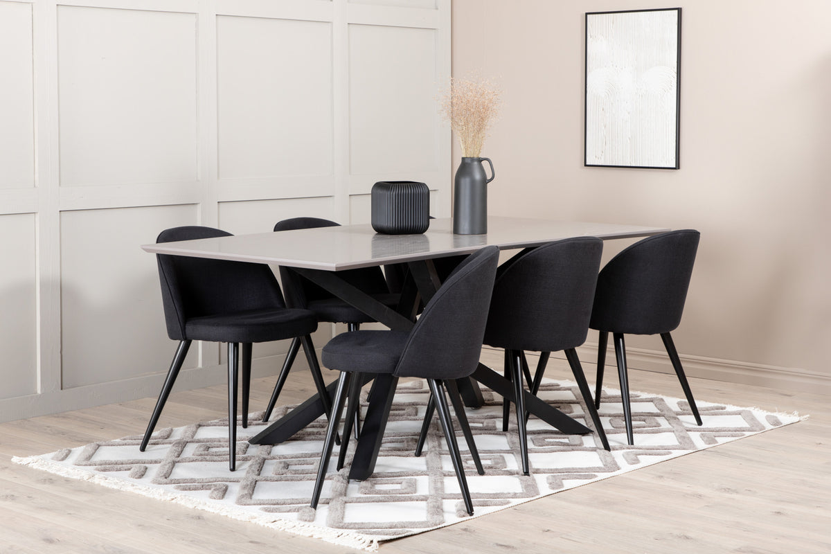 Dining Chair 2-pack Black + Rectangular Dining Table 180 x 76 x 90 Black