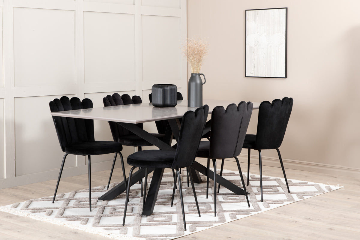Dining Chair 2-pack Black + Rectangular Dining Table 180 x 76 x 90 Black