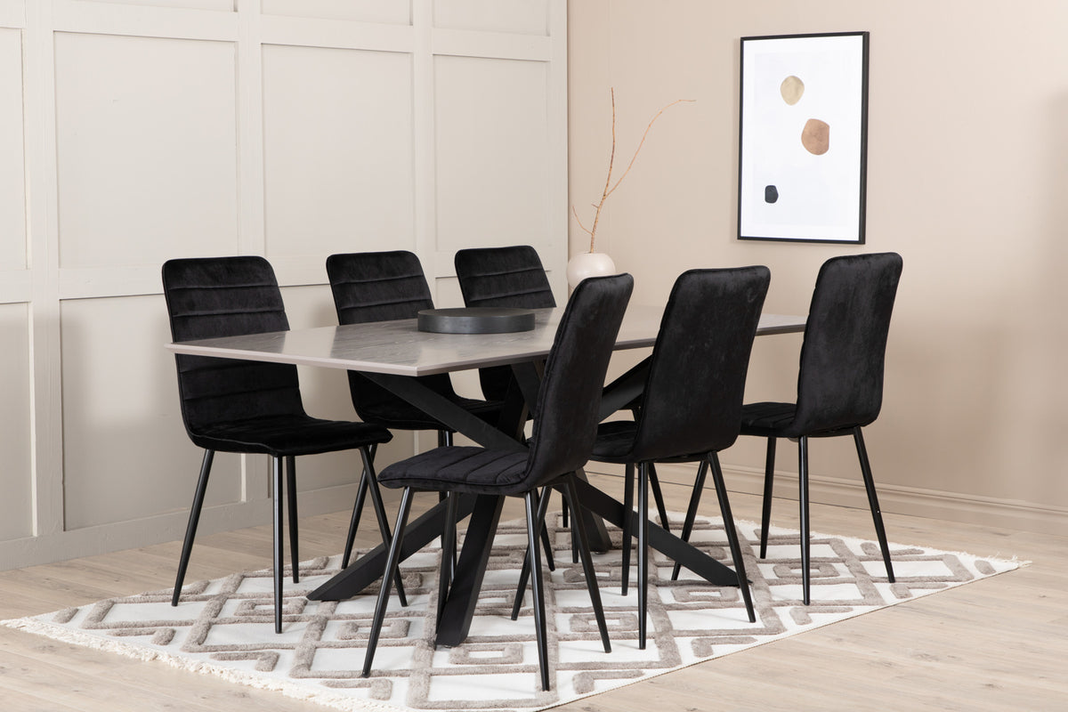 Dining Chair 2-pack Black + Rectangular Dining Table 180 x 76 x 90 Black