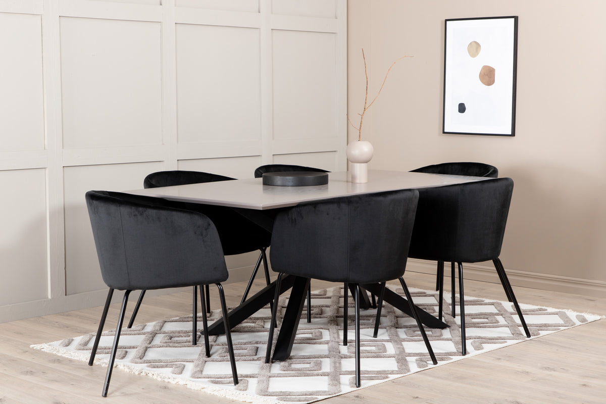 Dining Chair Black + Rectangular Dining Table 180 x 76 x 90 Black
