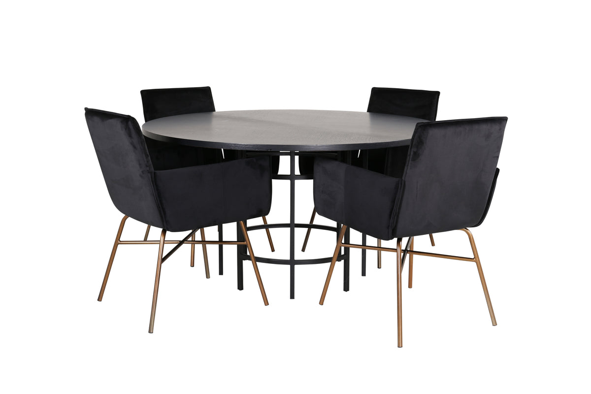 Round Dining Table ø140 Black + Dining Chair Black