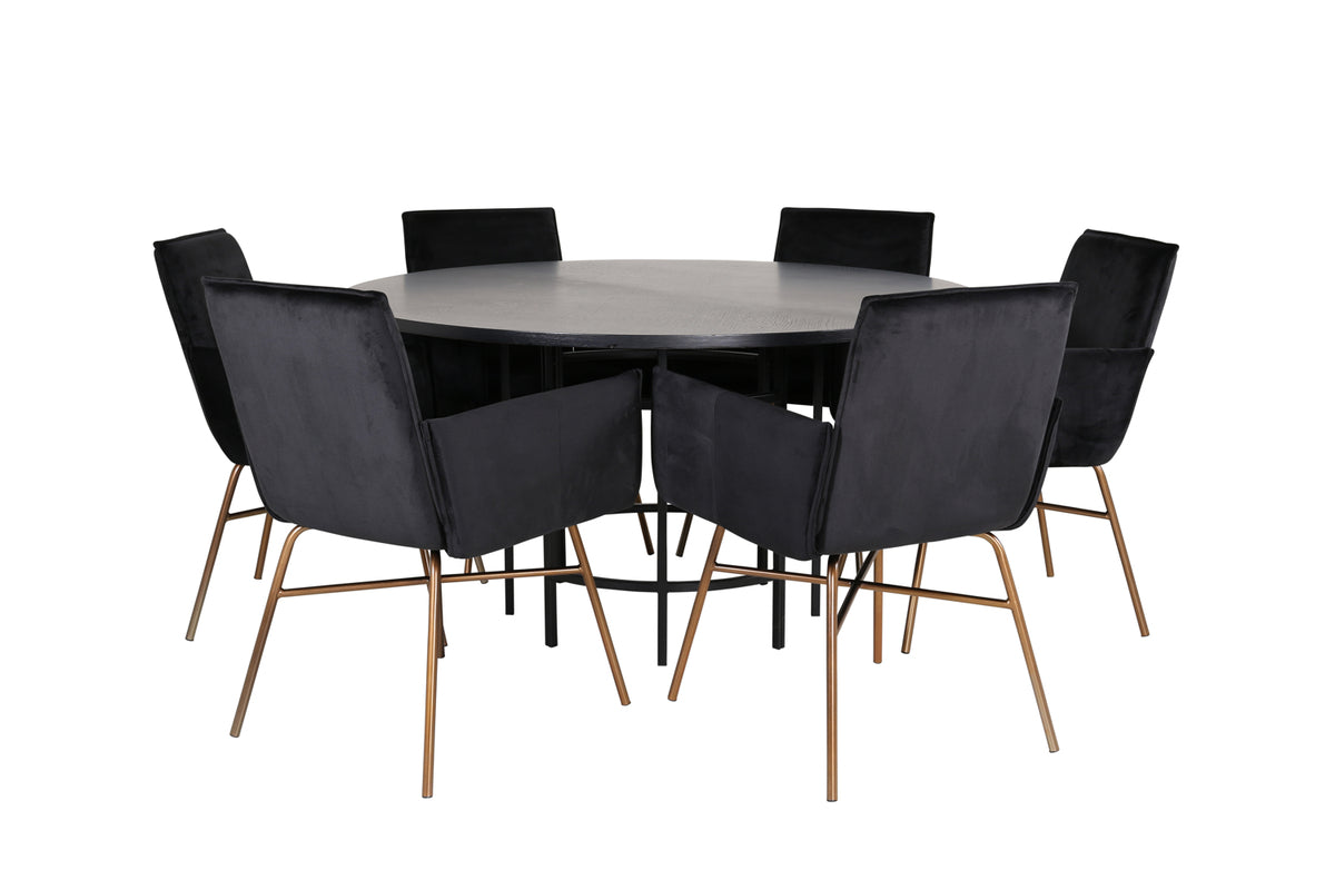 Round Dining Table ø140 Black + Dining Chair Black