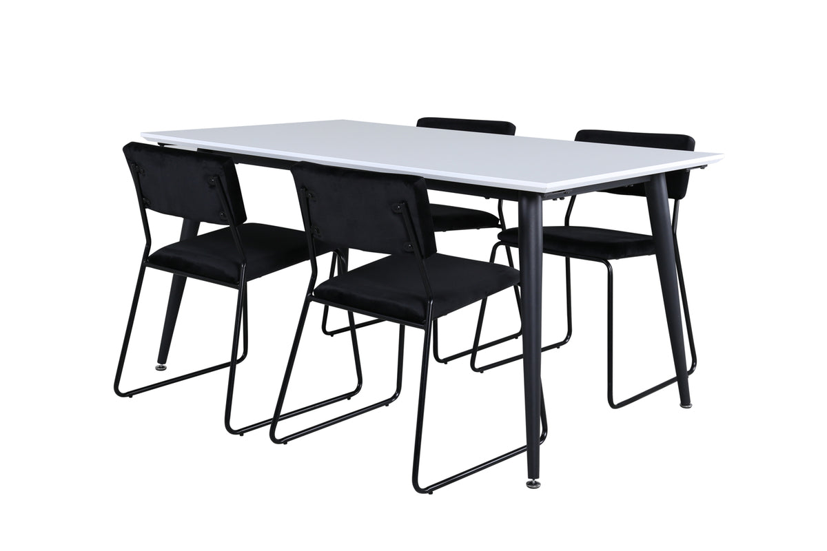 Rectangular Dining Table 76 x 150 x 90 White + Dining Chair 2-pack Black