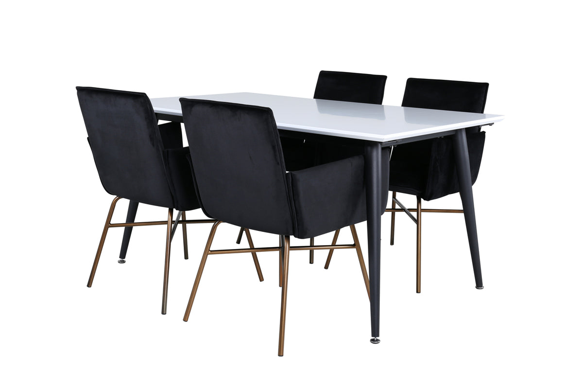 Rectangular Dining Table 76 x 150 x 90 White + Dining Chair Black