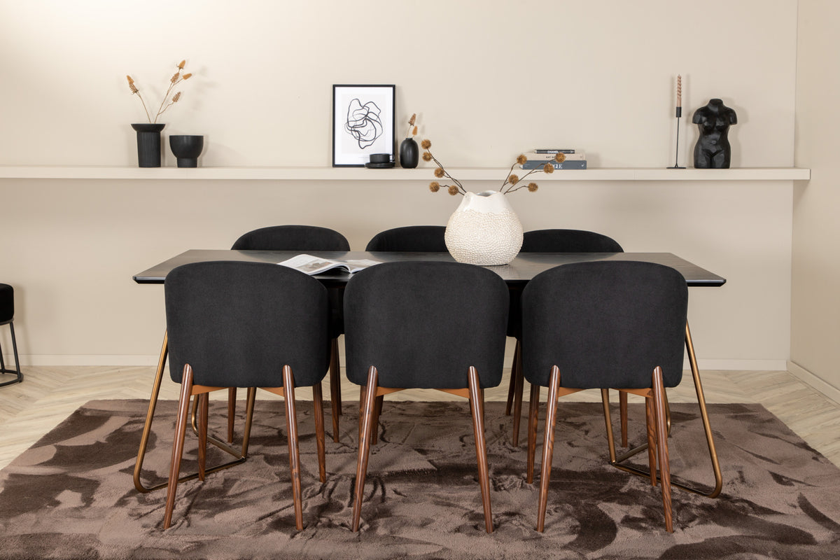 Dining Chair 2-pack Black + Rectangular Dining Table 75 x 190 x 90 Black