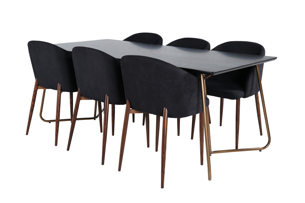 Dining Chair 2-pack Black + Rectangular Dining Table 75 x 190 x 90 Black