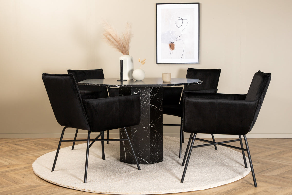 Dining Chair Black + Round Dining Table ø110 Black
