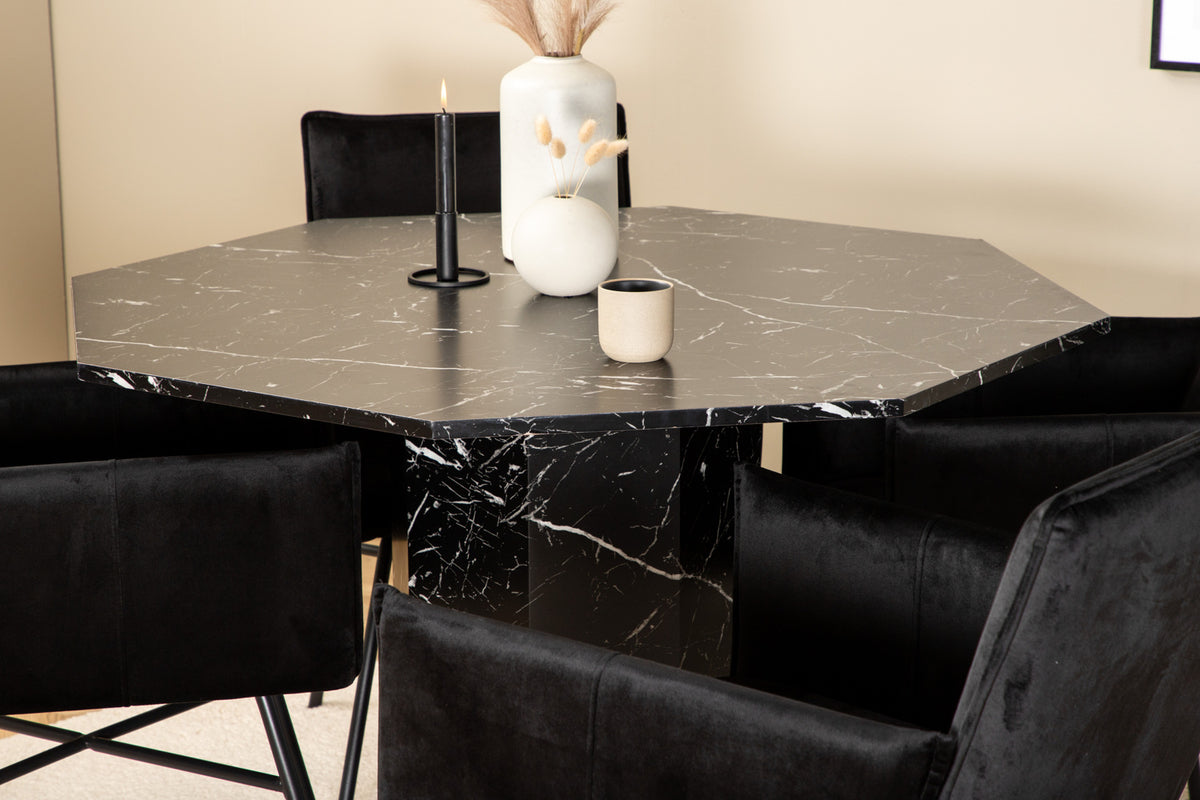 Dining Chair Black + Round Dining Table ø110 Black
